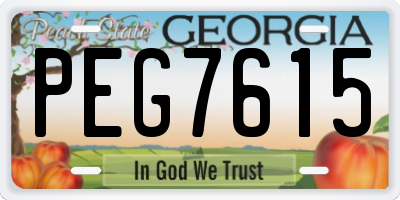 GA license plate PEG7615