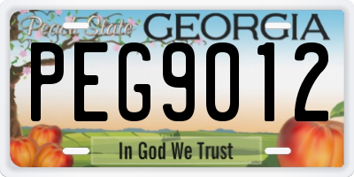 GA license plate PEG9012
