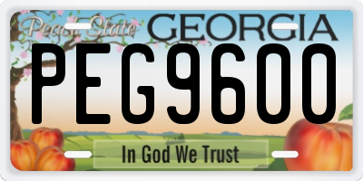 GA license plate PEG9600
