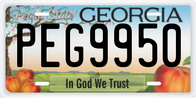 GA license plate PEG9950