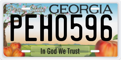 GA license plate PEH0596