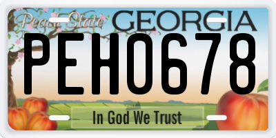 GA license plate PEH0678