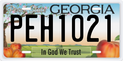 GA license plate PEH1021
