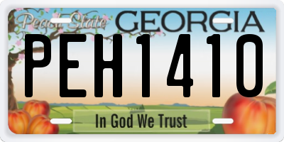 GA license plate PEH1410