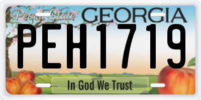 GA license plate PEH1719