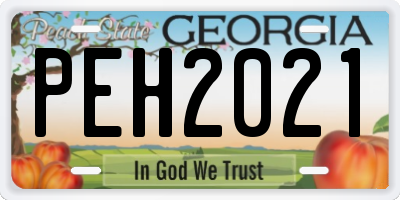GA license plate PEH2021