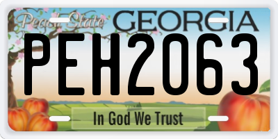 GA license plate PEH2063