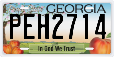 GA license plate PEH2714