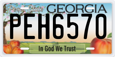 GA license plate PEH6570