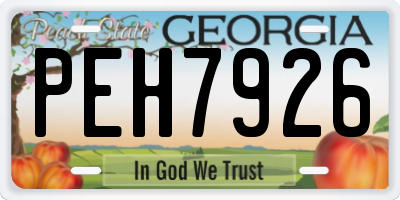 GA license plate PEH7926