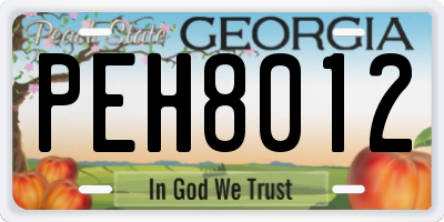 GA license plate PEH8012