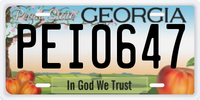 GA license plate PEI0647