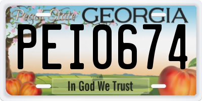 GA license plate PEI0674