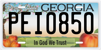 GA license plate PEI0850