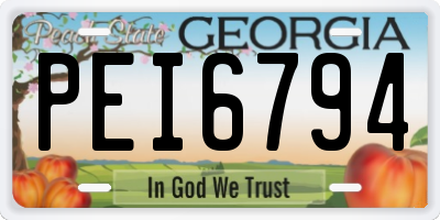 GA license plate PEI6794