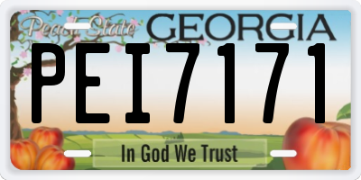 GA license plate PEI7171