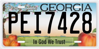 GA license plate PEI7428