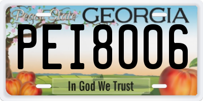 GA license plate PEI8006
