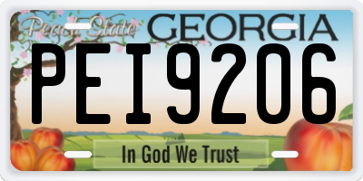 GA license plate PEI9206