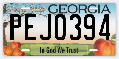 GA license plate PEJ0394