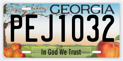 GA license plate PEJ1032