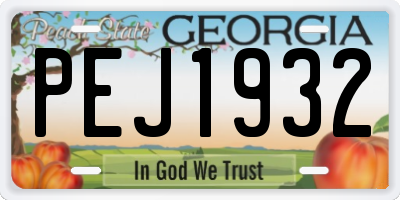 GA license plate PEJ1932
