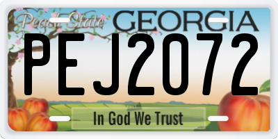 GA license plate PEJ2072