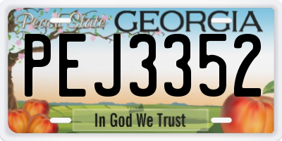 GA license plate PEJ3352