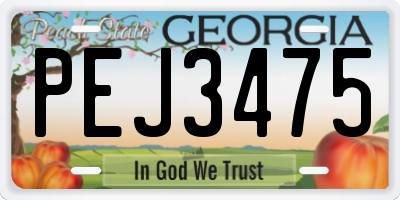 GA license plate PEJ3475