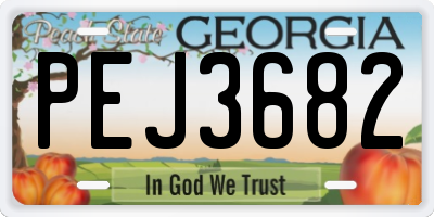 GA license plate PEJ3682