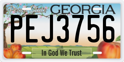 GA license plate PEJ3756