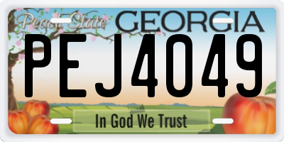 GA license plate PEJ4049