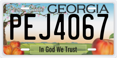 GA license plate PEJ4067