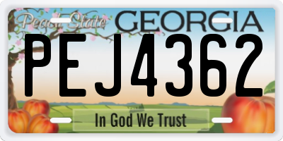 GA license plate PEJ4362