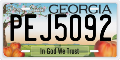 GA license plate PEJ5092