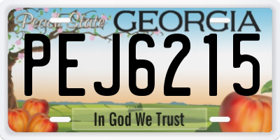 GA license plate PEJ6215