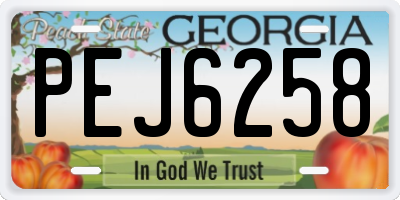 GA license plate PEJ6258