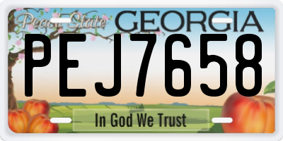 GA license plate PEJ7658