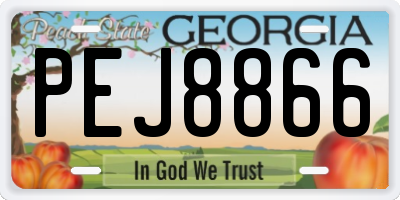 GA license plate PEJ8866