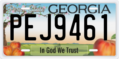 GA license plate PEJ9461