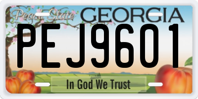 GA license plate PEJ9601