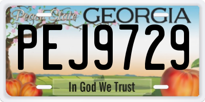 GA license plate PEJ9729