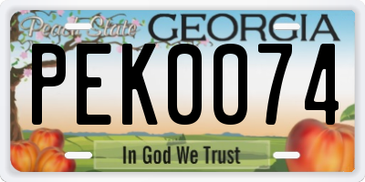 GA license plate PEK0074