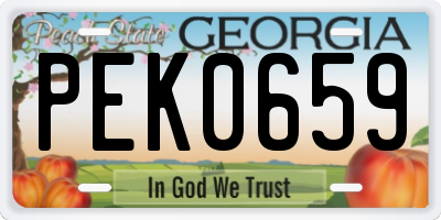 GA license plate PEK0659