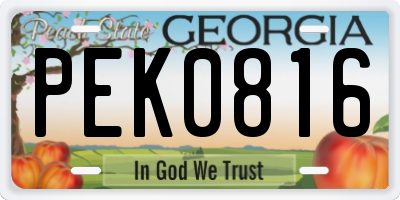 GA license plate PEK0816
