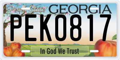 GA license plate PEK0817