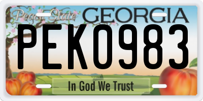 GA license plate PEK0983