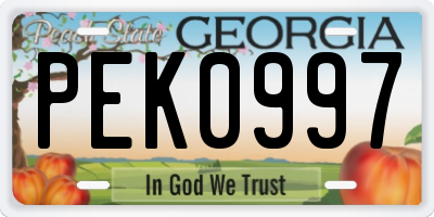 GA license plate PEK0997