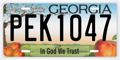 GA license plate PEK1047