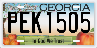 GA license plate PEK1505